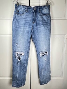 KanCan Light Blue Distressed Women's Straight-Leg Jeans Stretch Sz 5/26